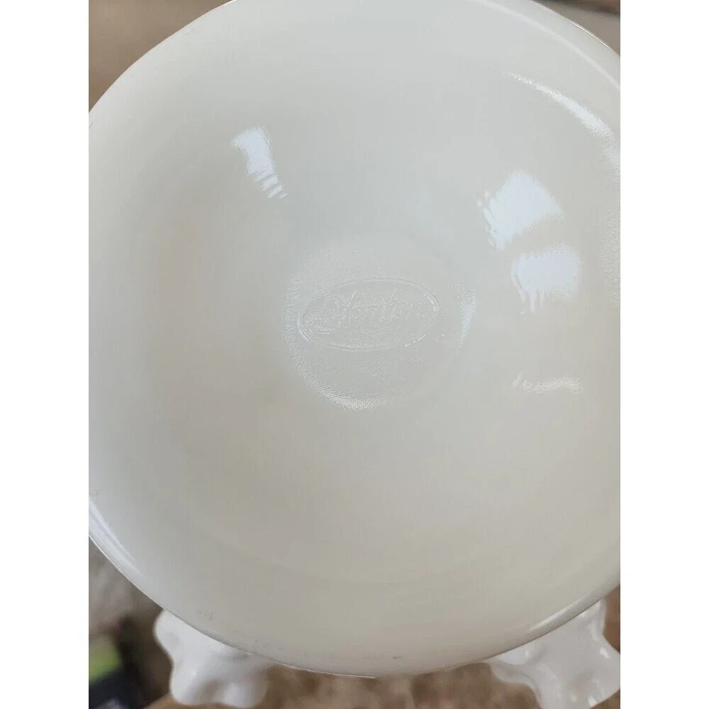 Vintage Fenton Ruffled White Milknglass Bowl, 8